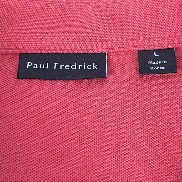 Paul Fredrick Men's Burgundy Cotton Blend Button Front Polo Size L - Picture 7 of 10